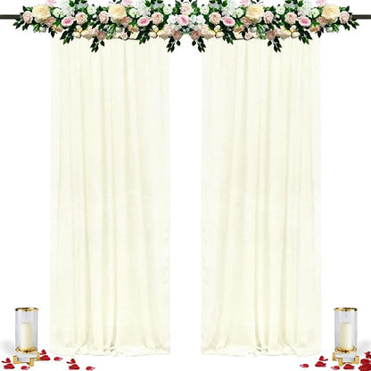 DUOBAO Ivory Sheer Chiffon Backdrop Curtains 108"" Long | 2 Panels | Perfect for Wedding Ceremonies, Beach Parties, Home Decor, and Events | Cream Drapes