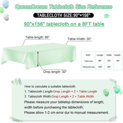 QueenDream Sequin Tablecloth - Green Party Tablecloth 90x156 Inch Green Glitter Table Cloth Sequin Fabric for Birthday Birdal Baby Shower Wedding