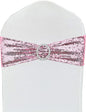 10 Pcs Chair Sashes Sequin Stretch Chair Bands Spandex Polyester Bows for Party Hotel Wedding Banquets Decoration - Pink