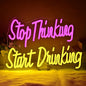 Wanxing LED Neon Sign for Wall Decor, Stop Thinking Start Drinking Neon Light, USB Powered Dimmable, 5V/2A, for Home, Party, Gift, Office, Bedroom, Bar, Man Cave