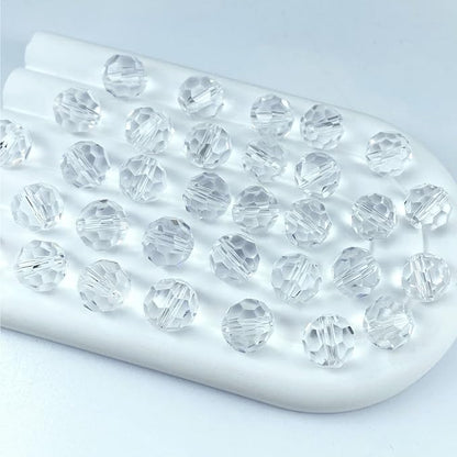 50 PCS 10mm Crystal Glass Beads Round Multiple Faceted Loose Spacer Glass Beads for DIY Handcrafte Bracelet Necklace Earring Jewelry Making(Transparent)