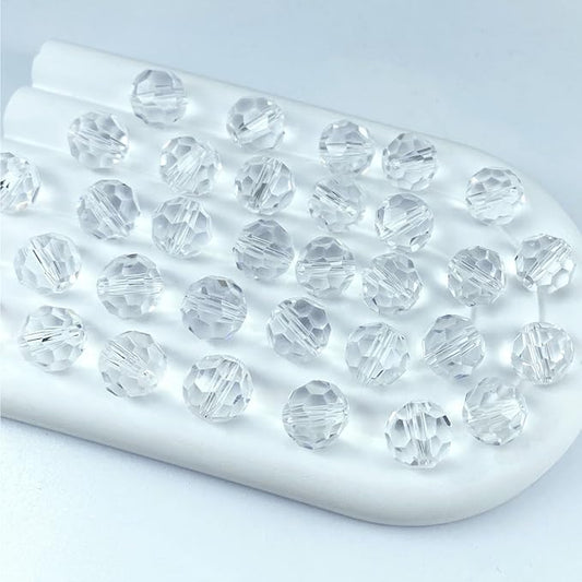 400 PCS 4mm Crystal Glass Beads Round Multiple Faceted Loose Spacer Glass Beads for DIY Handcrafte Bracelet Necklace Earring Jewelry Making(Transparent)
