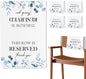 Reserved Seating Chair Signs, This Row Is Reserved Pew Cloths Seating Placeholder for Church Pews, Wedding Decorations for Reception Parties Celebrations Event Meetings (Dusty Blue, 4 PCS)