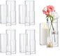 16 Pack Glass Cylinder Vases 4,6,8,10 Inch Tall Clear Flower Vase Hurricane Floating Candle Holder for Table Centerpiece Wedding Home Decor