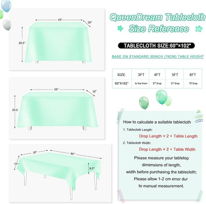 QueenDream Lake Green Tablecloth Party Decorations: Sequin Fabric Cover Drapes 60x102 Inch Tablecloth 16st Birthday Cake Table Mermaid Decor