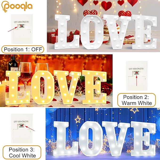 Pooqla LED Marquee Letter Lights, Warm White and Cool White Decorative Lighted Letters, Light Up Alphabet Letters for Boys Girls, Party, Wedding, Bar, Night Light, Birthday Decoration, Letter Z