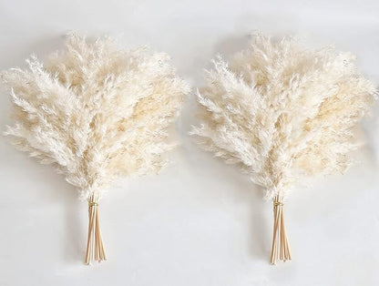 White Pampas Grass for Home Decor - Elegant Boho Decor - Premium Quality Pampas Grass Stems - Perfect for House, Nursery, Western, Wedding, Table, and Bohemian Decor (20PCS)