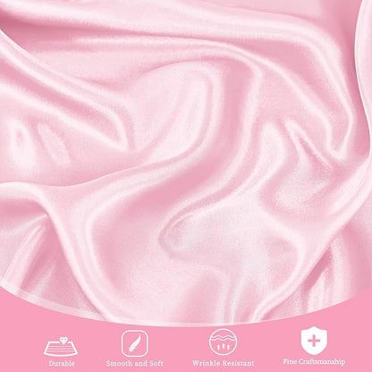fani 12 Pack 120 Inch Light Pink Satin Tablecloth - Silky Round Tablecloth Overlay Smooth Fabric Table Cover, Bright Table Decoration for Wedding Party Banquet Events Restaurant Kitchen Dining