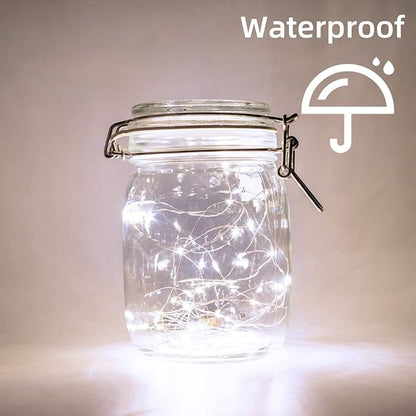 LAMPHOME 20 Pack Fairy Lights Battery Operated String Lights, 20 LED on 6.6FT Silvery Copper Wire, Firefly Fairy String Lights for Wedding Party Mason Jar Christmas Decorations Bedroom Decor(White)