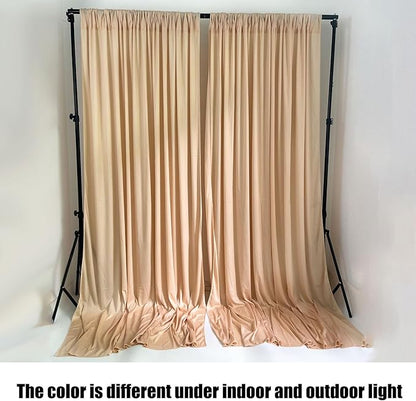 10 x 10 Feet Champagne Backdrop Curtain for Partie, Background Curtains for Photoshoot, Birthday, Wedding, Halloween, Thanksgiving, Christmas Day, New Year Party Decorations 5Ft x 10Ft, 2 Panels