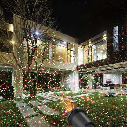Christmas Laser Light Projector, 2 Pack, Red and Green Star Laser Lights Show with Timer for Outdoor Decorations, Waterproof Landscape Lighting for Christmas and Holidays