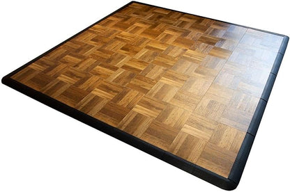 Big Floors 5X5DKOAKFLOOR Interlocking Lightweight Plastic Modular Dance Floor Kit (5' x 5'), Dark Oak, 45 Piece