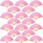 Aneco 18 Pieces Pink Handheld Cloth and Bamboo Folding Fans for Wedding Decoration, Church Gifts, Party Favors, DIY Decoration