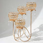 4 Arms Crystal Candelabra Tealight Holder - Tall 15.7 Inch Elegant Centerpiece with Crystal Pendant Bowls & Artistic Metal Stand for Wedding, Dining Table, Home Decor (1, Gold)