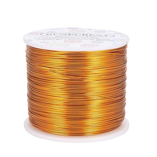 BENECREAT 20 Gauge 770FT Aluminum Wire Anodized Jewelry Craft Making Beading Floral Colored Aluminum Craft Wire for Gem Wrapping, Model Jewelry Making- Gold