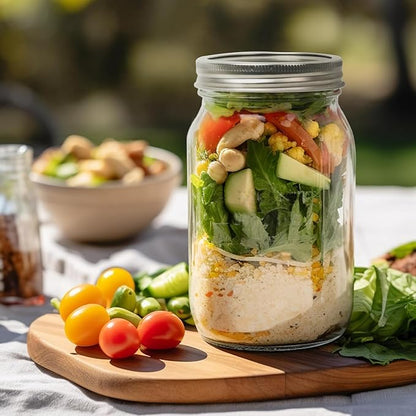 ComSaf Mason Jars 32 oz - 4 Pack, Wide Mouth Mason Jars with Lids, Prep Mear Glass Jars, Canning Jars for Pickling, Suntea, Salad, Honey, Desert, Shower Wedding Favors, DIY Candles Decor