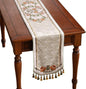 patdrea Designer Elegant French Floral Velvet Table Runner 102 Inch Long,Green with Orange Blossoms Pattern Table Mat, Decor for Kitchen Dining Coffee Table Cabinet Banquet Thanksgiving,12"*102"