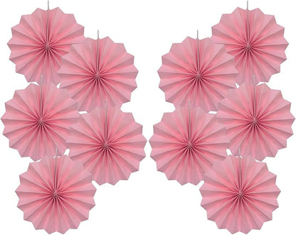 Pink Party Decorations,Pink Paper Decorations for Party,Baby Shower Decorations Party Paper Fans Bulk 8in,Schoolgirl Style Classroom Decor for Party 30 Color DIY Set （Pink）