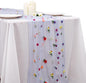 BINBE 1pcs Daisy Fall Table Runner Embroidery Gauze 10FT Florals Seasonal Tulle Holiday Birthday Kitchen Dining Table Decor for Home Party Blue