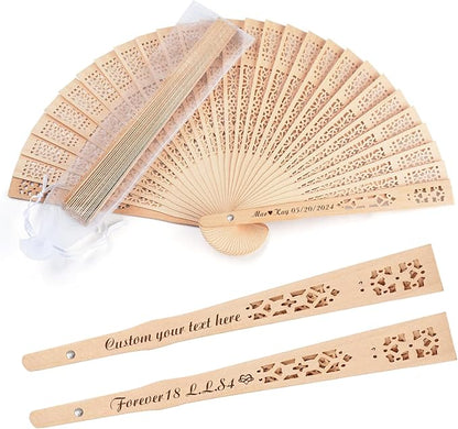 20Pcs Personalized Folding Hand Fans Custom Engraved Summer Wedding Fans,Personalized Wooden Fans Party Favor Bridal Shower Gifts for Guests