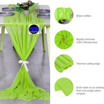 MDS Halloween Chiffon Table Runner - 25 Pack, 29 x 170 Inches, 14ft Each - Sheer Spooky Table Runners for Haunted House Parties, Trick-or-Treat Tables, Witchy Décor, Wedding & Events - Parrot Green