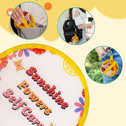 4 Styles Summer Beach Round Foldable Hand Fan Japanese Foldable Fan Style Handheld Compact Cooling Fans,Round Folding Fan for Outdoor Games,Xmas Decoration,Festival,Party Favors,Travel,Events