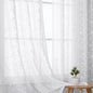 VISIONTEX White Sheer Voile Curtains, Decorative Beige Leaves Embroidery Faux Linen Rod Pocket Window Drapes for Home Kitchen, Living Room and Bedroom 54 x 63 Inch, Set of 2 Curtain Panels