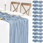 12 Pack Dusty Blue Cheesecloth Table Runners 35x120 Inch,10FT Boho Fall Thanksgiving Blue Gauze Table Runner Cheese Cloth for Wedding Party Baby Shower Home Decorations