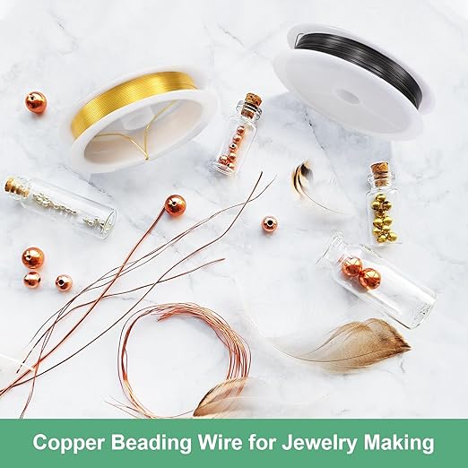 1 mm/18 Gauge Copper Wire for Jewelry Making, 5.2FT Copper Beading Craft Wire for Jewelry/Weaving/DIY Crafting/Planting, Color-Retaining [1.6M, Gold Tone]