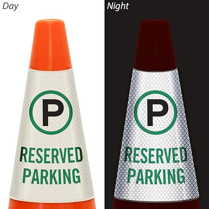 SmartSign 6-Pack 'Reserved Parking' Reflective Cone Message Sleeve Collar with Symbol, 360-Degree Visibility, Vinyl Signs for Traffic Safety Cones, 3-Side Print [Cone Not Included]