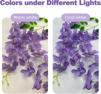 48 Pcs of Wisteria Hanging Flowers, 3.75 Feet Fake Wisteria Flower Strings, Artificial Wisteria Flowers Hanging Garland for Backdrop, Wedding, Ceremony,Garden and Home Wall Decoration (Light Purple)