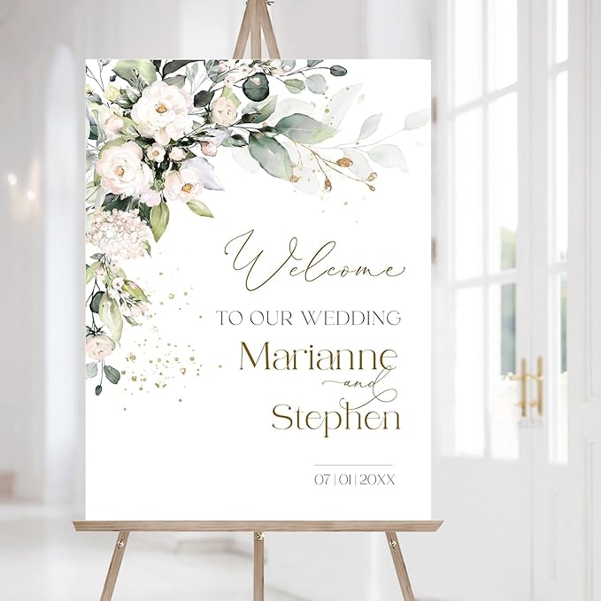 Personalized Wedding Welcome Sign, Flowers Wedding Welcome Sign, Wedding Welcome Sign, Custom Wedding Sign, Welcome To Our Wedding Sign, Flowers Wedding Board, Wedding Decorations Signs # 11