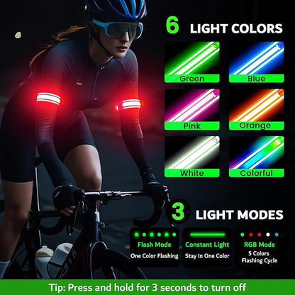 LED Armband for Running(2 Pack),Light Up Arm Bands for Night Walking Running,Rechargeable Lights for Runners,High Visibility Reflective Running Gear Adjustable Light Up Wristbands