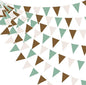 32Ft Sage Green Brown Party Decorations Retro Colored Triangle Flag Fabric Banner Pennant Bunting Garland Streamers for Birthday Wedding Baby Shower Jungle Safari Summer Christmas Outdoor Party Decor