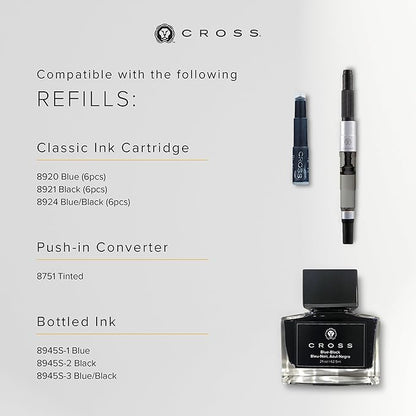 Cross Bailey Light Refillable Fountain Presented in a Everyday Gift Box - Medium Point, Black Ink, Polished Coral