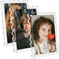 3 Pack Acrylic Picture Frames 4x6 Scalloped with Detachable Brackets, Vertical and Horizontal Tabletop Display, Clear Magnetic Photo Frames for Home/Family/Party/Wedding