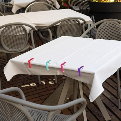 uxcell 4 Pack Tablecloth Clips, Stainless Steel Table Cloth Cover Clamps, 2.87" x 2.36" Windproof Holder Clips for Home Party Picnic Wedding Camping Dining Tables, Purple