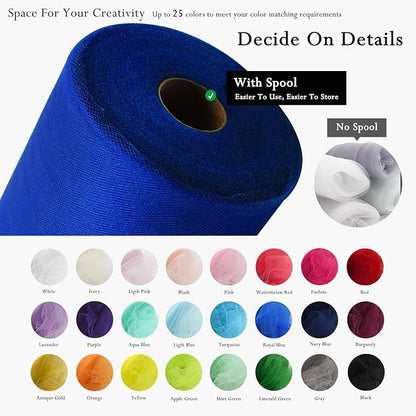 Royal Blue Tulle Fabric Rolls 54 Inch by 40 Yards Tulle Bolt Spool for Wedding Decorations DIY Tutu Baby Shower Table Skirt Ceiling Decor Birthday Party Craft Supplies