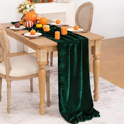 Emerald Green Velvet Table Runner 3 Pack Fall Thanksgiving Table Runners 20 x 120 Inch Luxurious Elegant Velvet Fabric Table Decorations for Christmas Dinner Wedding Bridal Baby Shower