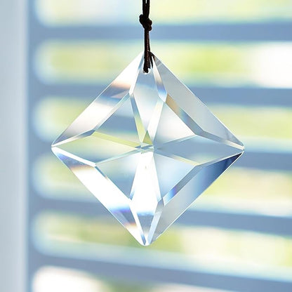 HDCRYSTALGIFTS 2PCS 50mm Clear Crystal Sun Catcher Prisms, Hanging Suncatchers with Glass Prism, Rainbow Maker for Windows, Balcony, Kitchen, Garden Decoration