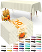 Pureegg Plastic Table Cloth Disposable 10 Pack, 54 x 108 Inch Table Cloths, Party, Wedding, Thanksgiving Decorations, Fall Tablecloths, Rectangle, Beige Plastic Cover, Leakproof & Sturdy, Cream, Ivory