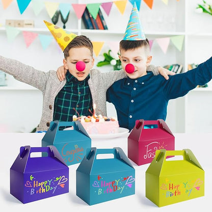 XAGLVV 24Pack Dark Blue Gable Boxes For Party Favors, 7 * 3.5 * 6.6 Inch Goodie Box with Handles, Gable Gift Boxes for Party, Baby Shower, Anniversary, Birthday