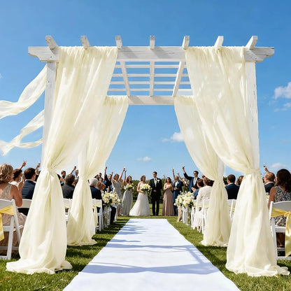Wedding Arch Draping Fabric 29" x 18 FT Light Yellow Sheer Chiffon Outdoor Curtain Drapes for Wedding Birthday Party Ceremony Decor(1 Panel, Light Yellow)
