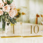Arch Wedding Table Numbers 1-10 with Stands, Elegant Gold Number 5.5 x 7” Arch Acrylic Signs with Holders, Clear Acrylic Table Numbers for Wedding Reception, Anniversary, Party, Events
