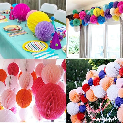 8pcs 8inch Paper Honeycomb Balls Decorative Tissue Pom Poms Flower Art Hanging Balls for Birthday Wedding Nursery Baby Shower Home Decor (8inch, White)
