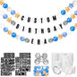 Giant Friendship Bracelet Garland Kit, DIY Birthday Banner with Letters Ball Jumbo Customizable Friendship Bracelet Decor for Halloween Christmas Wedding Party(Blue, Gold, White)