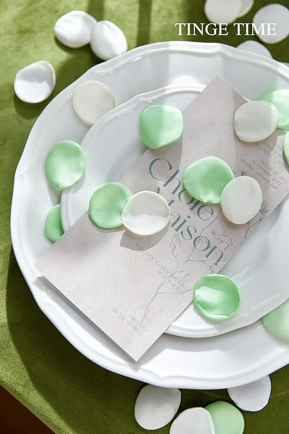 TINGE TIME 400pcs Silk Flower Petals for Wedding, Rose Petals for Decoration, Fake Flower Petals for Bridal Showers, Flower Girl Petals for Anniversaries and Parties (Mint Green)