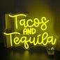 Looklight Tacos and Tequila Neon Sign,Taco Led Neon Signs for Wall Decor,Lemon-yellow Neon Light Sign,Letters USB Connectivity Neon Light Up Sign for Fast Food Shop Bar Kitchen Mexican Restaurant