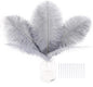 SOGUGOM Grey Craft Ostrich Feathers - 30PCS 6-8 inch Bulk Ostrich Feathers Kit for Kindergarten Crafts, Dream Catchers and DIY Projects(Grey)
