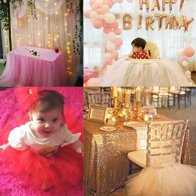 Crystal Organza Tulle Sheer Fabric Backdrop Curtains for Wedding Baby Shower Birthday Party Event Decor, 19” by 30 Yard (Yellow)